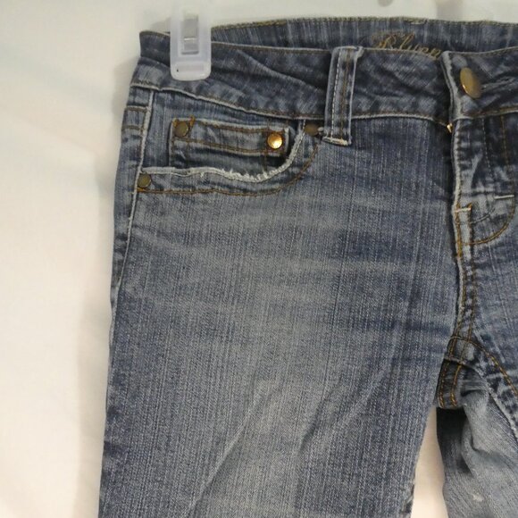 BLUENOTES | 27 X 30 | Kate Relaxed Flare | Distressed Denim | White Paint Spill - Picture 3 of 16